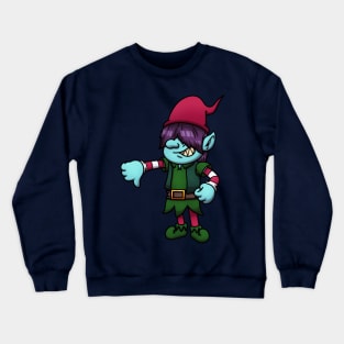 Evil Christmas Elf With Thumbs Down Crewneck Sweatshirt